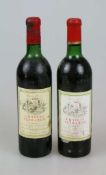 Rotwein, 2 Flaschen Château Peyrabon, René Babeau, 1969 und 1970, 0,75 L. Low shoulder. Der Wein