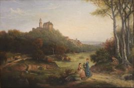 Philipp RUMPF (1821-1896) zugeschrieben, Öl auf Leinwand, Ansicht der Kronberger Burg mit