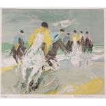 Roland LEFRANC (1931-2000), Farblitographie, Cavaliers sur la plage, u.re. sign., Expl. 119/150,