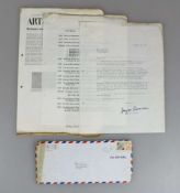 Yayoi KUSAMA (1929), Lebenslauf und Brief an Dato Galerie, maschinenschriftlich von Yayoi Kusama,