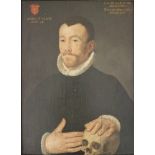 Portraitbildnis eines jungen Mannes, einen Totenschädel vor sich (Sinnbild des Memento mori), wohl