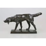 Joseph KÖRSCHGEN (1876-1937), Jagdhund, Bronze dunkel patiniert, auf rechteckiger Plinthe