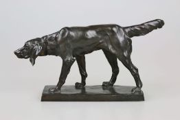 Joseph KÖRSCHGEN (1876-1937), Jagdhund, Bronze dunkel patiniert, auf rechteckiger Plinthe