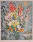 Marc CHAGALL (1887-1985), Bouquet multicolor, 1981, Farblithographie auf Japan, Expl. 45/250, im