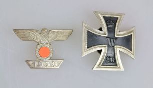 Preussen Eisernes Kreuz 1914 1. Klasse an Schraubscheibe, leicht gewölbt, ohne Hersteller, wohl Paul