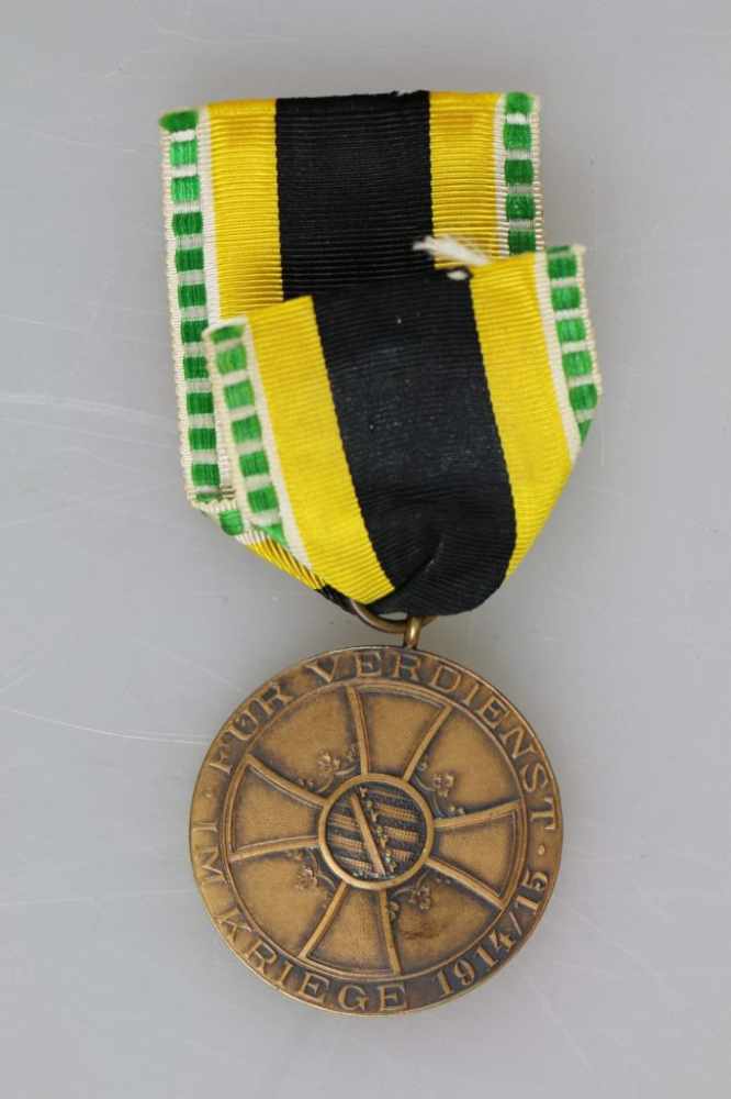 Sachsen-Meiningen Medaille für Verdienst im Kriege am Band für Kombattanten, Bronze, Zustand - Image 2 of 2