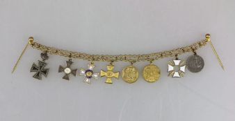 Miniaturkette, Frackkette eines preussischen Offiziers aus dem 1870/71 Krieg mit 8 Auszeichnungen.