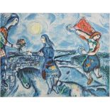 Marc CHAGALL (1887- 1985), Offsetlithographie, Lovers over Paris, u.li. Signaturstempel, 300