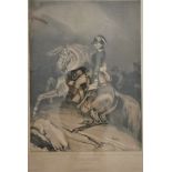 Nicolas-Toussaint CHARLET (1792-1845) nach, Farblithographie, "Bonaparte au passage des alpes",