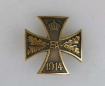 Braunschweig, Ernst August Kriegsverdienstkreuz 1. Klasse 1914, leicht gewölbt, rückseitig an Nadel,
