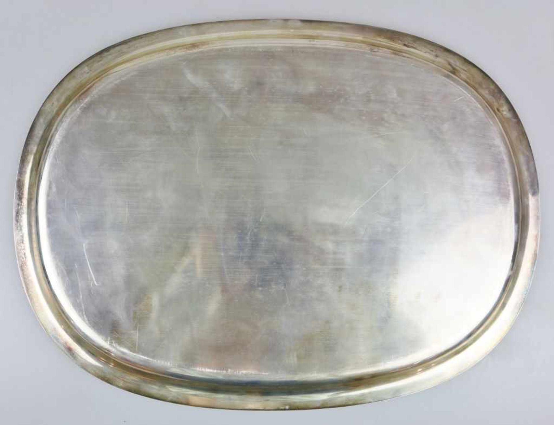 Großes Tablett, Sterling Silber, Wilkens & Söhne, 20. Jh., superelliptische Form, glatter Spiegel, - Bild 5 aus 5