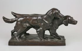 Große Figurengruppe "Setter", Bronze, 20. Jh., an der Plinthe vorn links S. Advicius. Vollplastische