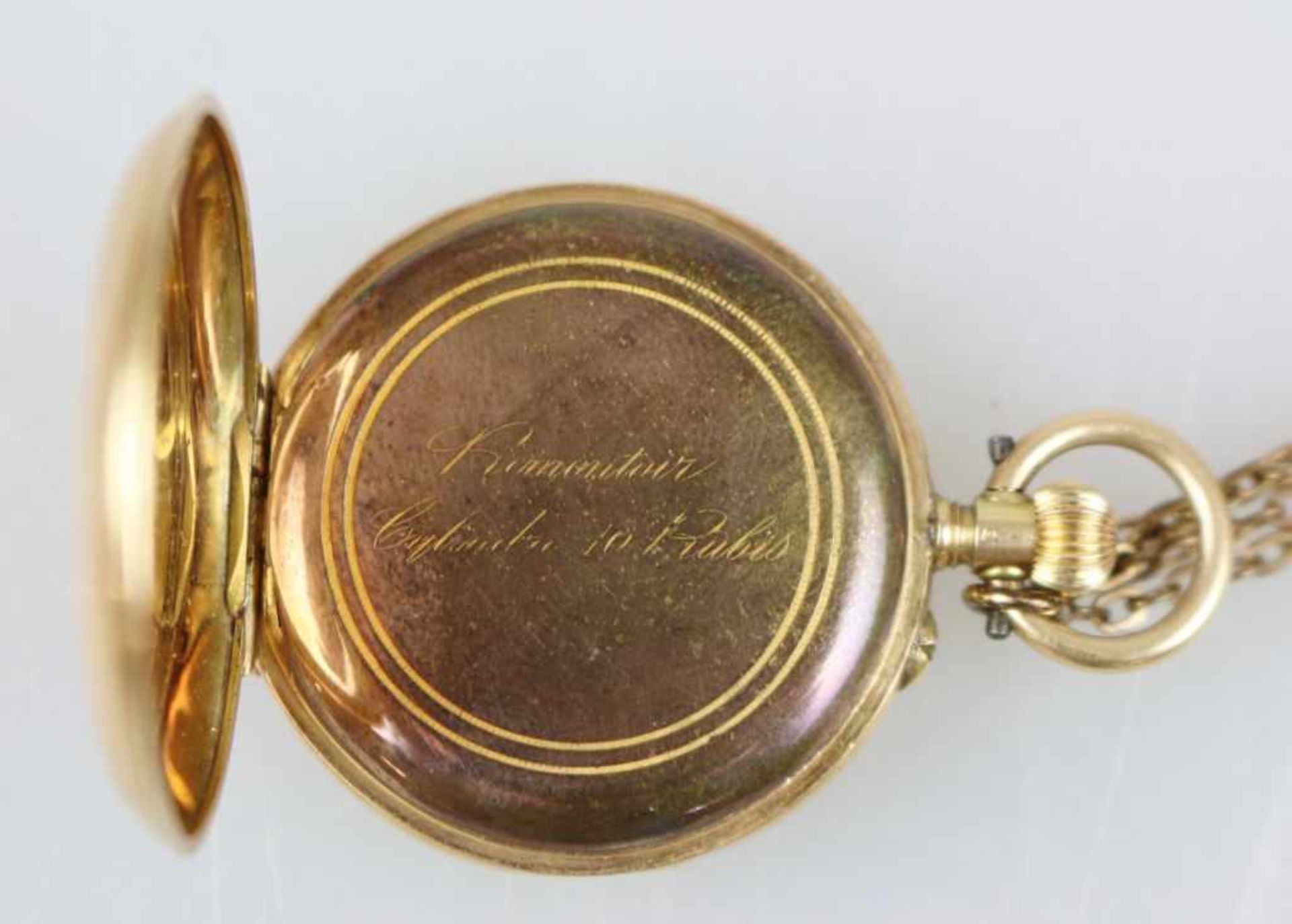 Kleine Damen Taschenuhr an Kette, 585er Gelbgold, rundes Goldgehäuse punziert mit Kontrollstempel - Image 5 of 5