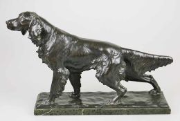 Fritz DILLER (1875-1945), Bronze, patiniert, auf der Plinthe signiert, Darstellung eines Setters auf