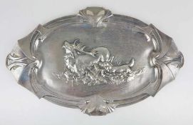 Große JUGENDSTIL Schale WMF, Modell 259, Britannia Metall, WMF Straußenmarke (1900-1910), B, I/O,