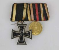 Ordensschnalle 1870 mit 2 Auszeichnungen, Eiserne Kreuz 2. Klasse 1970 wohl nach der Verleihungszeit