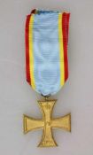 Mecklenburg-Schwerin Militärverdienstkreuz 1914 2. Klasse am Band für Kämpfer, Bronze vergoldet,