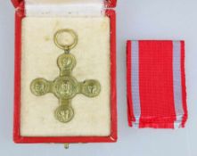 Vatikan, Croix d'or de Saint-Jean-de-Latran am Band, Bronze vergoldet im Etui, Zustand 2, Etui mit