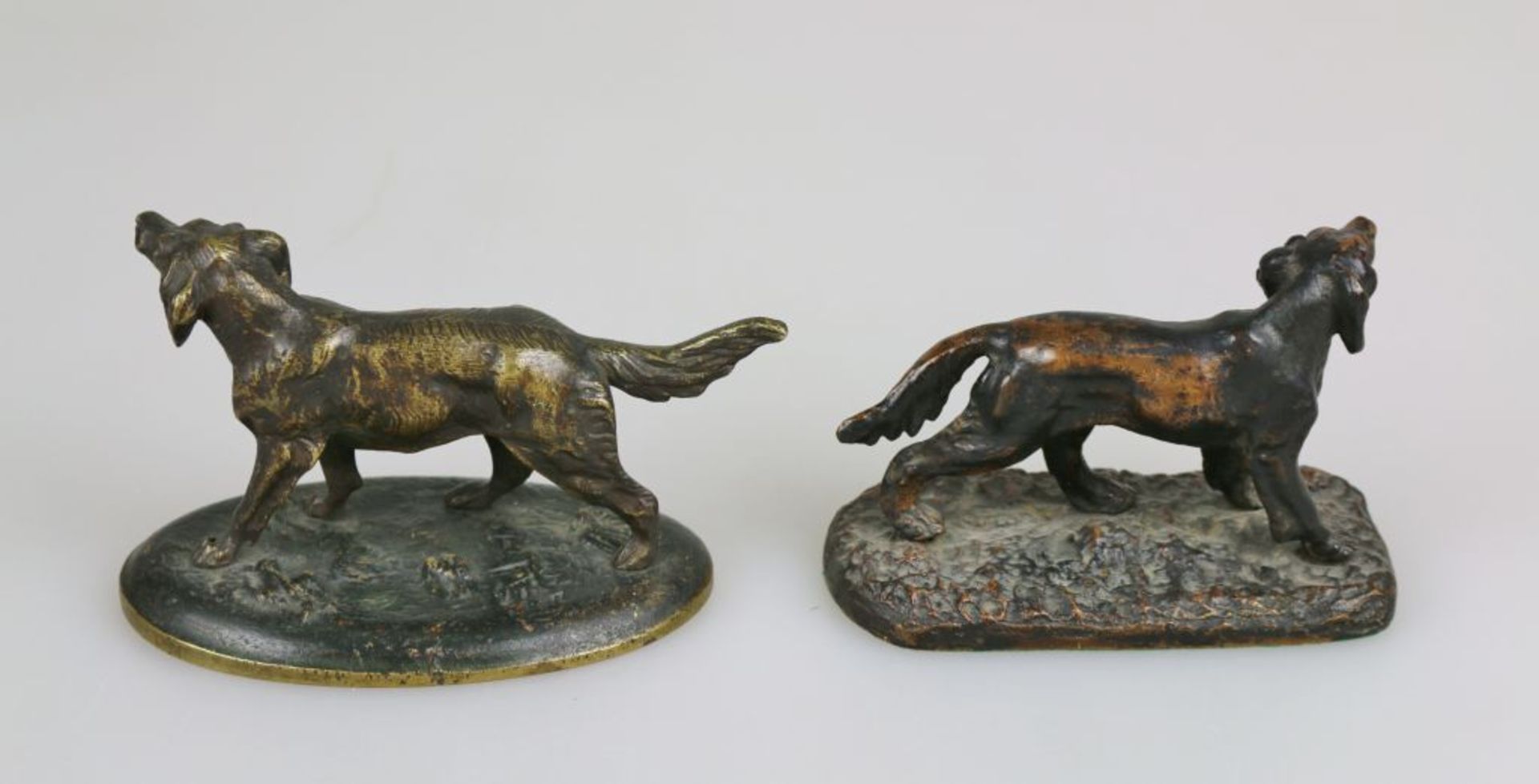 Konvolut Bronze-Miniaturen von 3 Irish Settern, 20. Jh., ungemarkt, L.: ca. 9 - 11 cm, Alters- und - Bild 2 aus 2