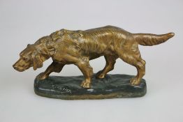 Thomas François CARTIER (1879-1943), Bronze patiniert, der Setter, auf Plinthe montiert, signiert.