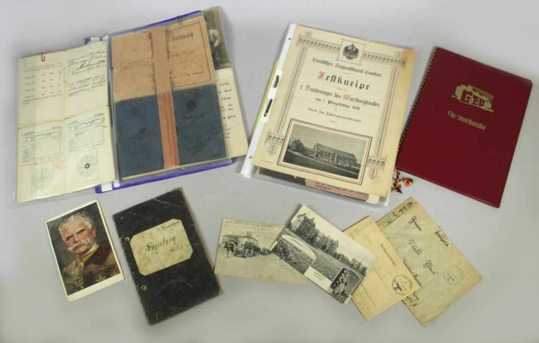 Konvolut Diverses, um 1898 - 1968, bestehend aus: Postkarten, Feldpostbrief,Abrechnungsbuch,