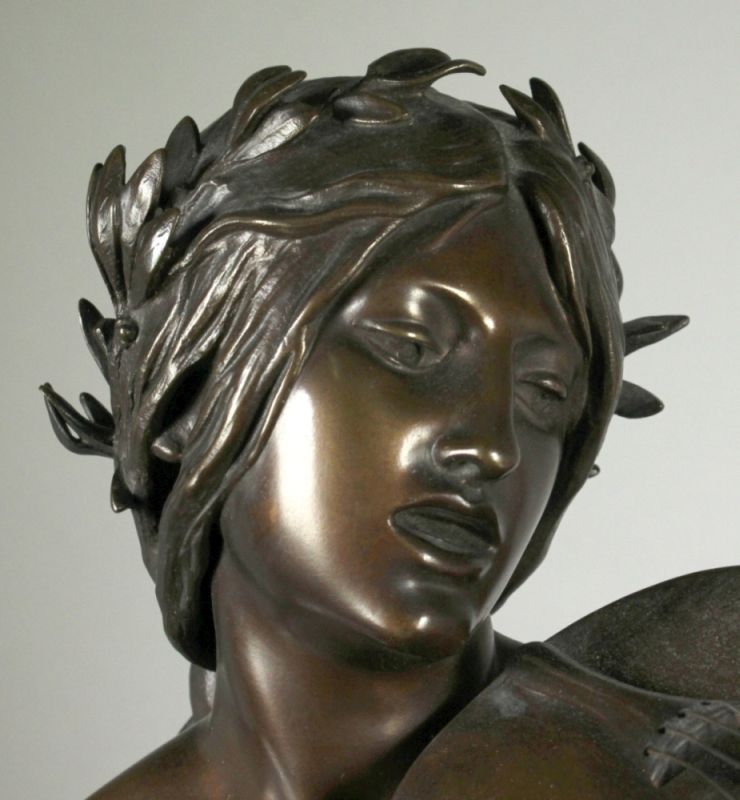 Bronze-Plastik, "Junge, halbnackte Frau beim Spielen der Violine", Delaplanche, Eugène,Belleville - Image 3 of 5