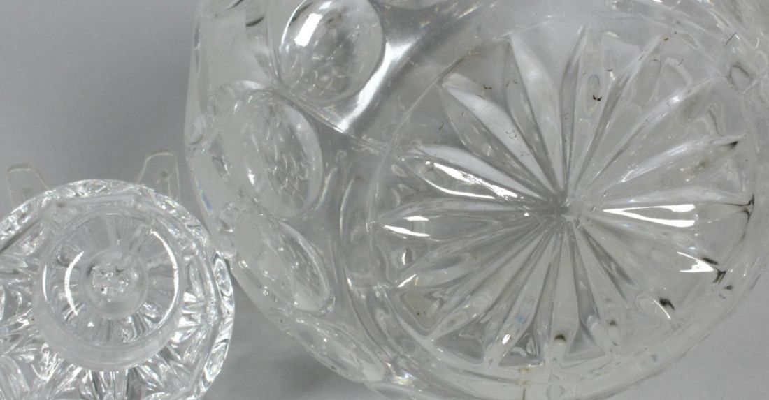 Glas-Karaffe, Niederlande, 50er Jahre, farbloser, kugeliger Glaskorpus, SterlingSilber-Randmontur, - Image 4 of 4