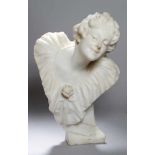 Marmor-Büste, "Junge Dame mit Schleife im Haar", Forlin, Bildhauer um 1900, plastische,