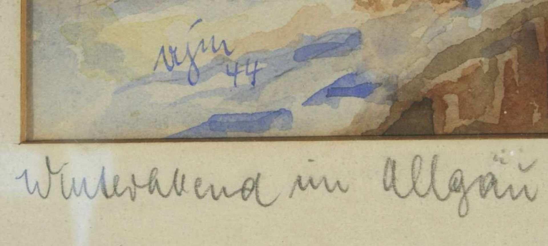 Müller, A.J, dt. Maler 1. Hälfte 20. Jh. "Winterabend im Allgäu", Aquarell, monogr. undhandsign., - Bild 3 aus 3