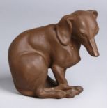 Böttger Steinzeug-Tierplastik, "Dachshund", Meissen, Mitte 20. Jh., Entw.: Paul Walther1933, Mod.