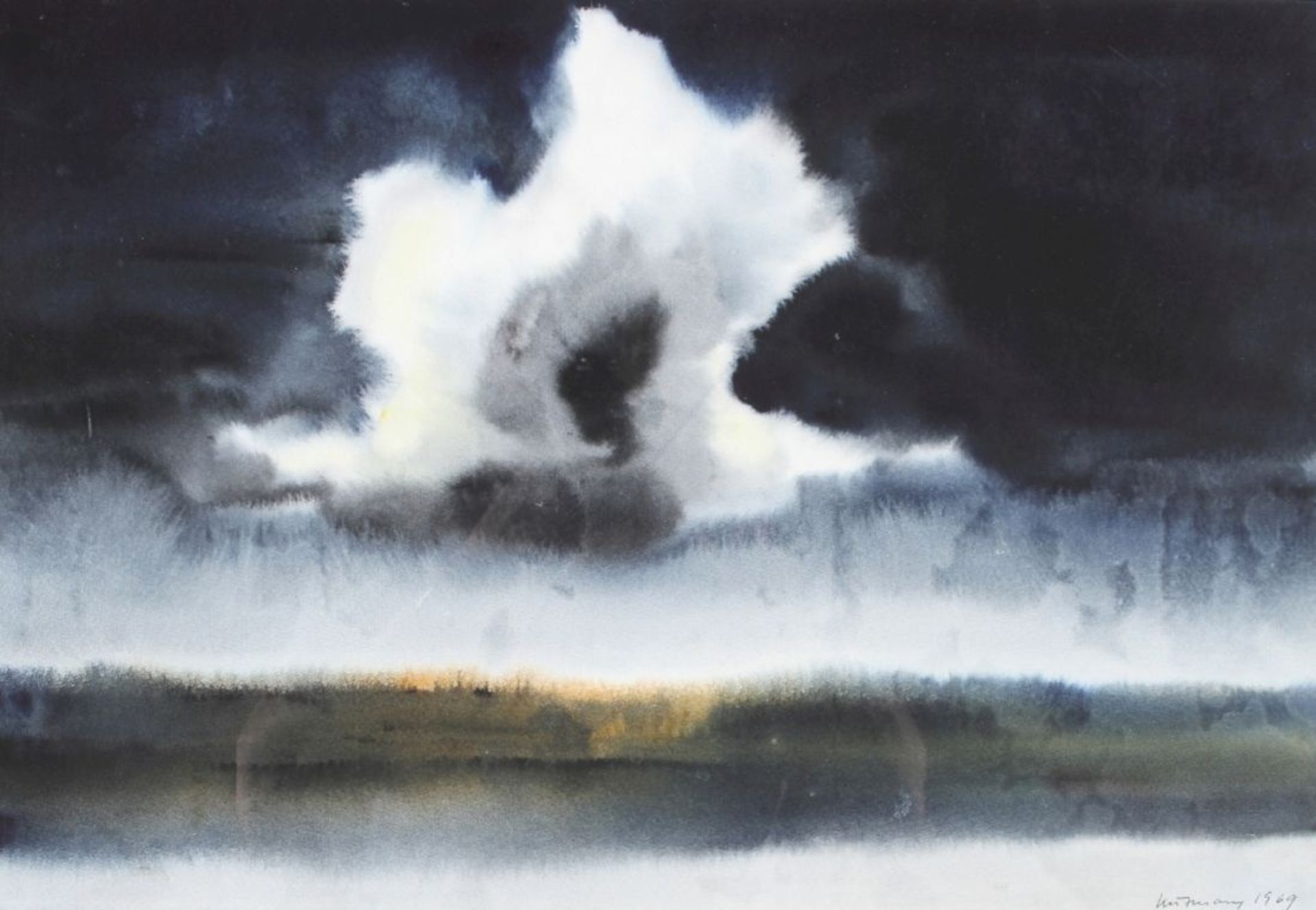 Unleserlich signierender Künstler, 2. Hälfte 20. Jh. "Ohne Titel", Pastell, dat. 1969, 36x 52 cm
