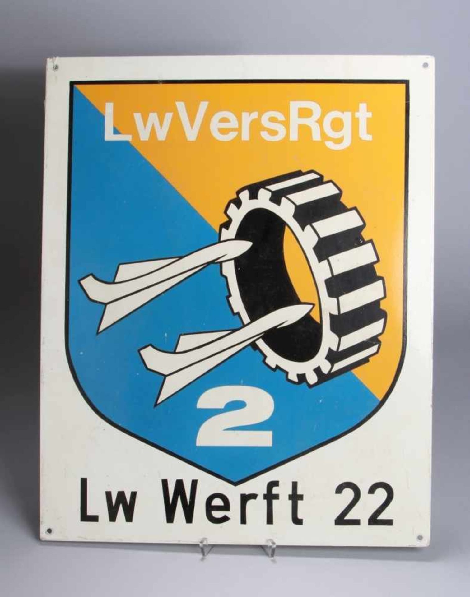 Email-Schild, 2. Hälfte 20. Jh., "Lw Werft 22", rechteckig, 50 x 40 cm