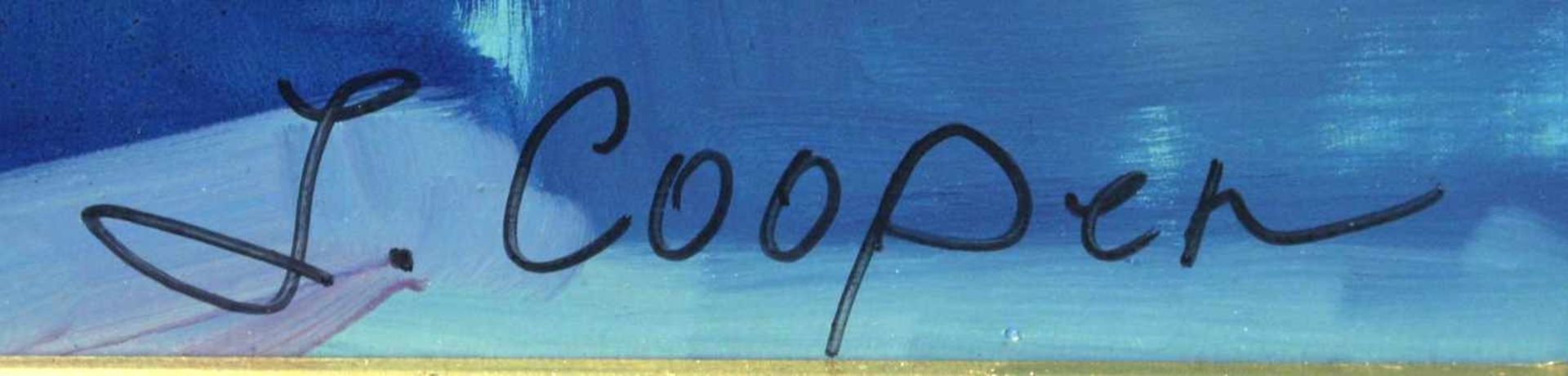 Cooper, J., zeitgenössischer Maler. "Farbkomposition in blau", sign., Öl/Malpappe, 80 x 70cm - Bild 2 aus 2