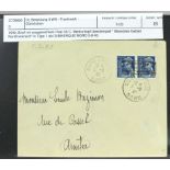 Deutsche Besetzung, Frankreich-Dünkirchen, Michel-Nr. 3, Type I auf Brief, Paar,gestempelt,