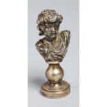 Bronze-Petschaft, "Kinderbüste", WMF, Geislingen, um 1900, auf Stempel vollplastischeDarstellung,