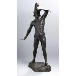Bronze-Plastik, "Schwertkämpfer", Schwatenberg, Spiro, Bildhauer um 1900, vollplastische,