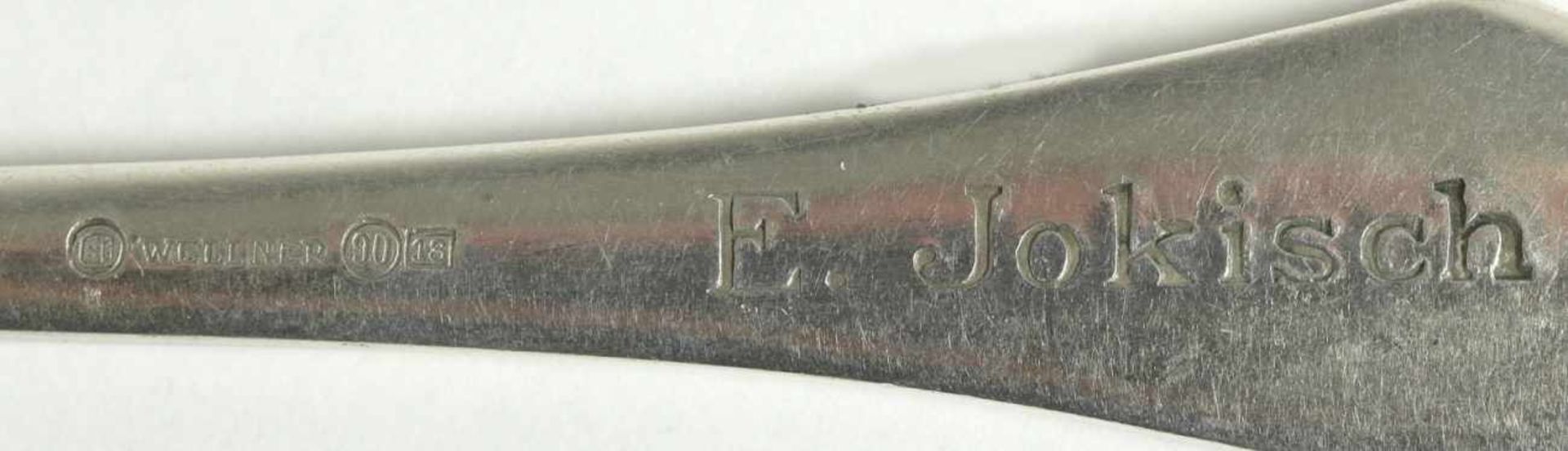 Sechs Hummergabeln, Wellner, 1. Hälfte 20. Jh., versilbert, graviert mit Namenszug, L 20cm - Bild 2 aus 2