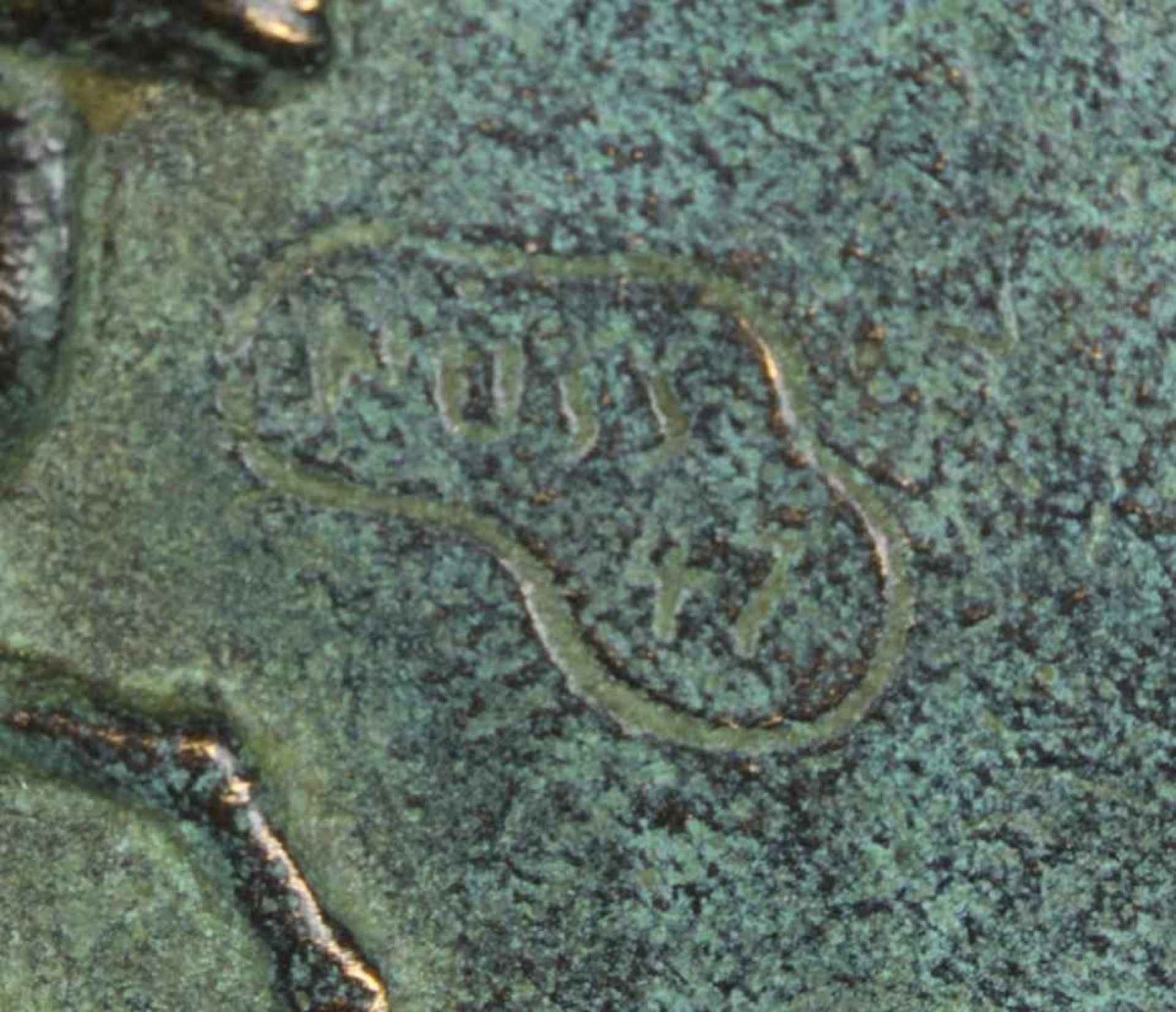 Bronze-Wandteller, "Adam und Eva", Nuss, Fritz, 1907 - 1999, im Spiegel - Bild 3 aus 3