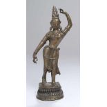 Bronze-Plastik, "Devi", Indien, 19./20. Jh., auf Doppellotossockel vollplastische,stehende
