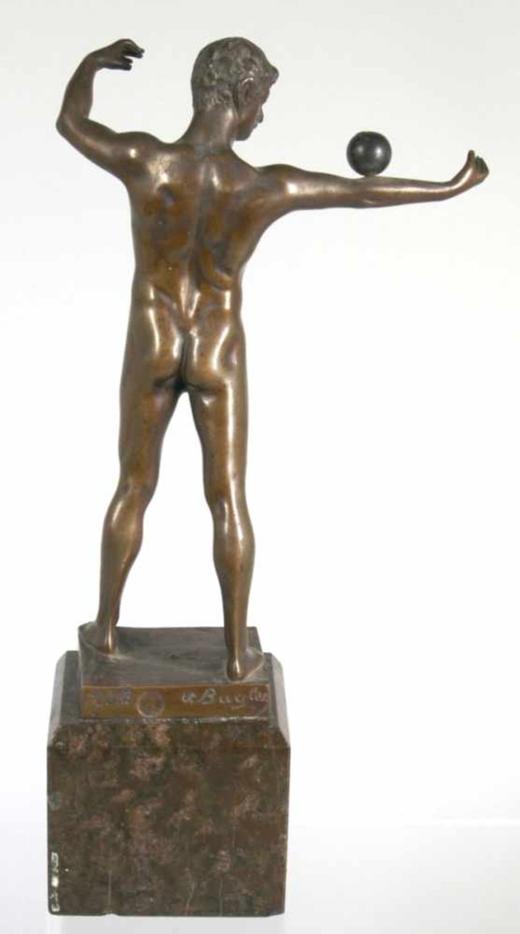 Bronze-Plastik, "Kugelspieler", Bugler, Victor, Bildhauer des 19./20. Jh., - Bild 2 aus 3