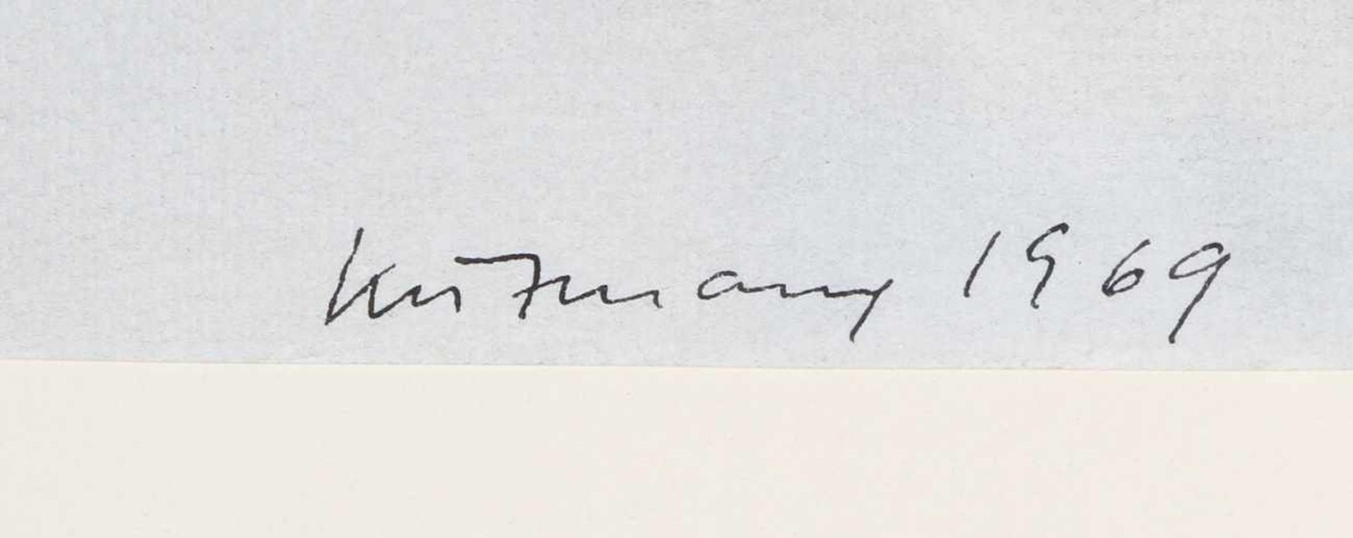 Unleserlich signierender Künstler, 2. Hälfte 20. Jh. "Ohne Titel", Pastell, dat. 1969, 36x 52 cm - Bild 2 aus 2