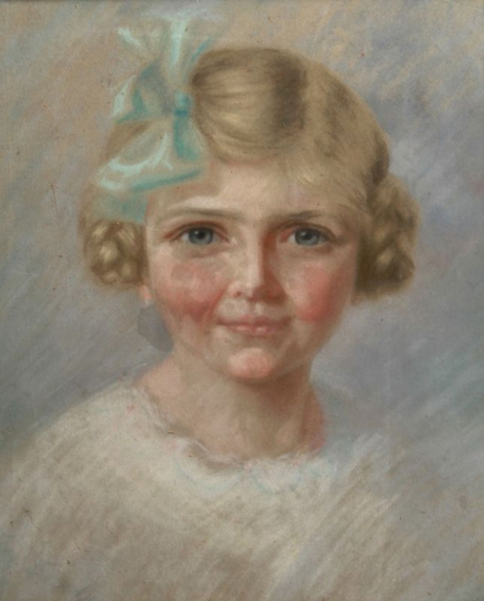 Unleserlich signierender Maler, 1. Hälfte 20. Jh. "Mädchenportrait", Pastell, 38 x 32 cm