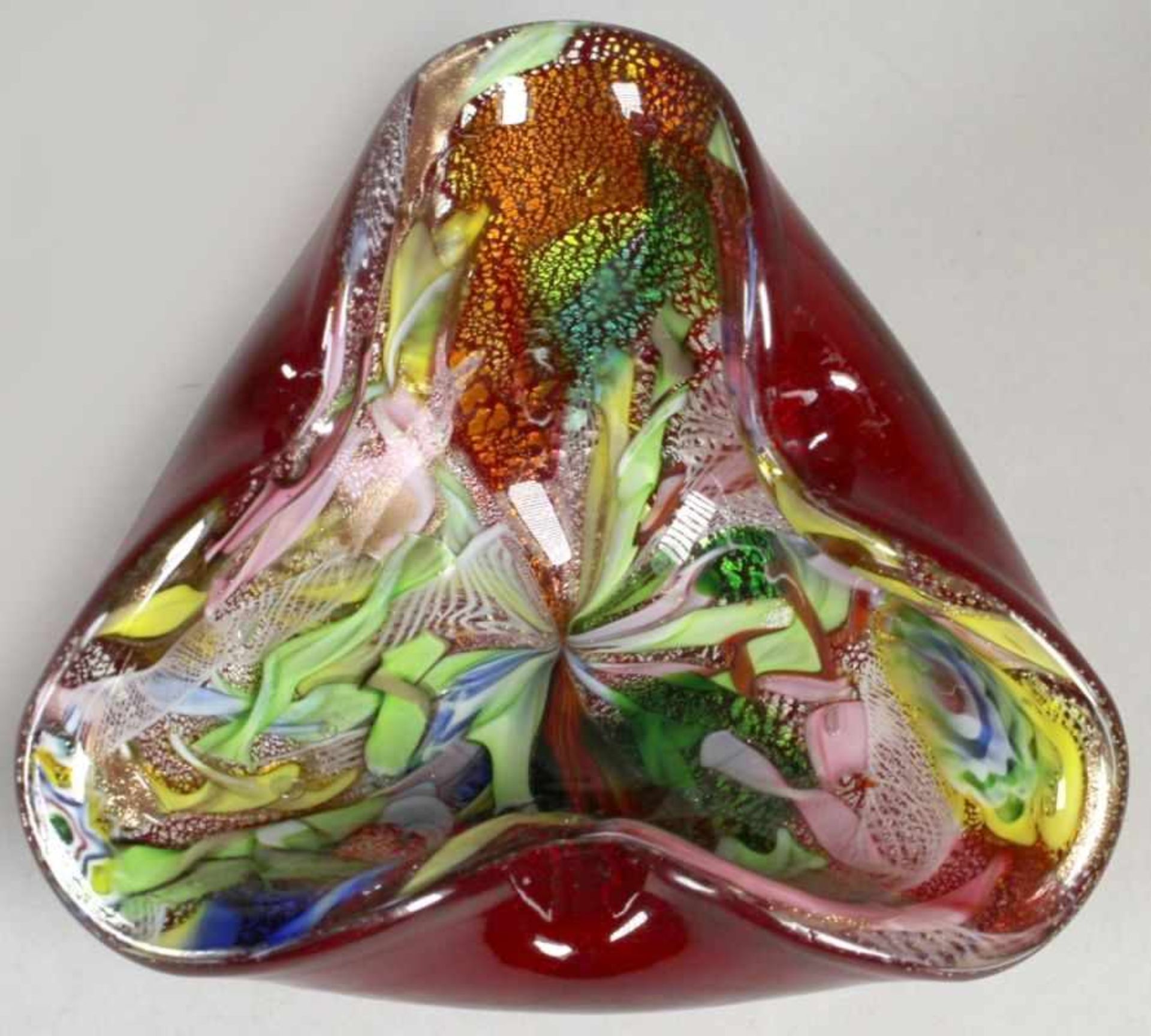 Glas-Ascher, Murano, AVEM, 50er Jahre, farbloses und rotes Glas, in der Zwischenschichtzerplatztes - Bild 2 aus 3