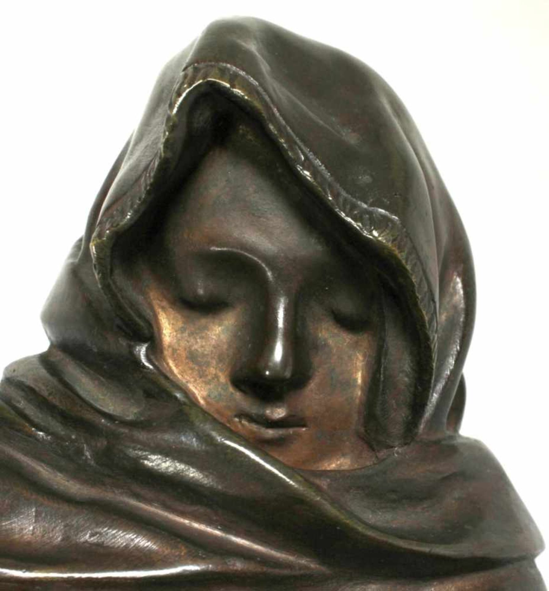 Jugendstil Bronze Figur, "Weiblicher Halbakt", Réne, wohl französischer Bildhauer,vollplastische - Bild 5 aus 8