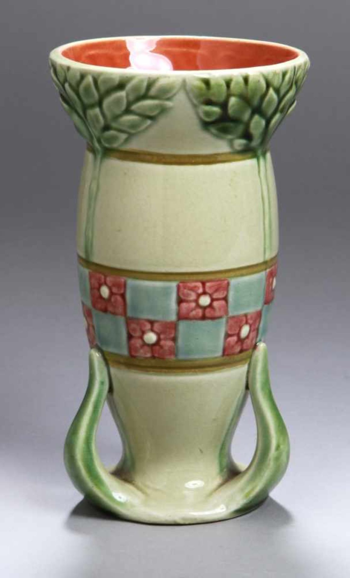 Jugendstil Keramik-Ziervase, Utzschneider & Cie, Sarreguemines, Mod.nr.: 3707, vegetabileForm,