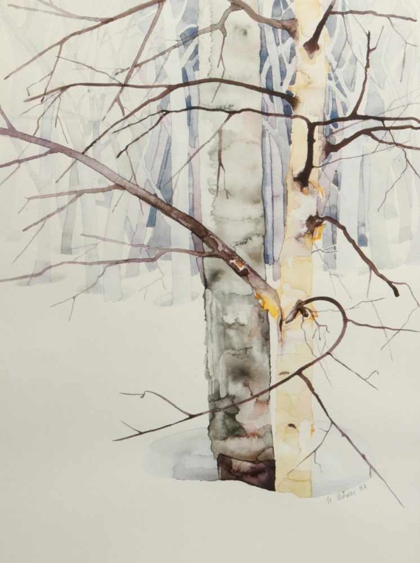 Röder, Maler 2. Hälfte 20. Jh. "Bäume", Aquarell, sign., dat. 1987, 42 x 31 cm