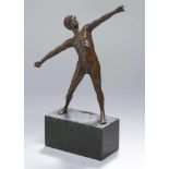 Bronze-Plastik, "Speerwerfer", Bauer, M., Bildhauer 1. Hälfte 20. Jh., naturalistische,stehende
