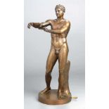 Bronze-Plastik, "Stehender, männlicher Akt", Röhrich, A., Bildhauer des 19./20. Jh.,vollplastische