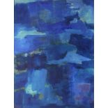 Cooper, J., zeitgenössischer Maler. "Farbkomposition in blau", sign., Öl/Lw., 80 x 60 cm