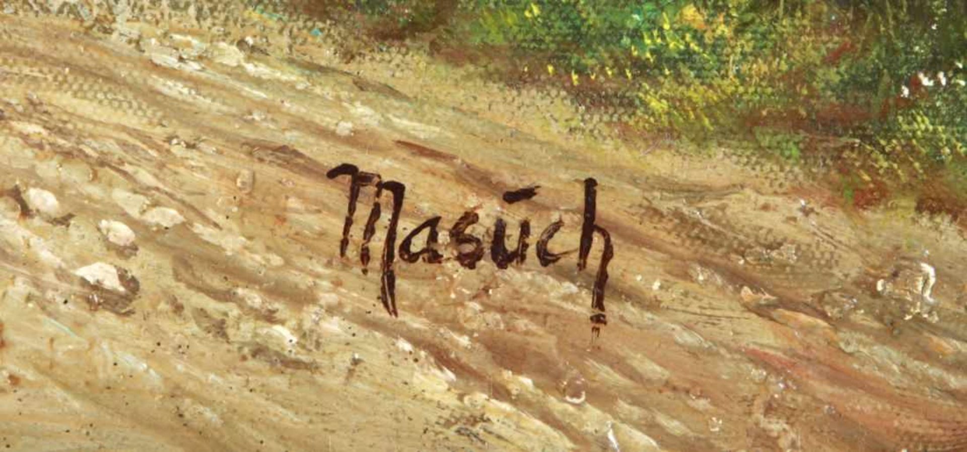 Masuch, Maler Mitte 20. Jh. "Dorffest", sign., Öl/Lw., 50 x 70 cm - Bild 2 aus 2